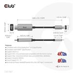 Club3D kabel USB-C na HDMI, 4K120Hz 8K60Hz HDR10 s DSC1.2, Aktivní kabel, M/M, 3m