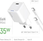 ColorWay 1x USB-C/ sieťová nabíjačka/ GaN/ PD/ PPS/ 35W, biela