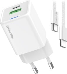 ColorWay 1x USB-C/ sieťová nabíjačka/ GaN/ PD/ PPS/ QC/ 35W, biela