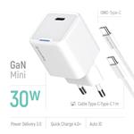 ColorWay 1x USB-C/ síťová nabíječka/ GaN/ PD/ PPS/ 30W, Bílá
