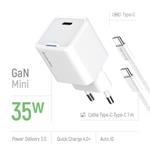 ColorWay 1x USB-C/ síťová nabíječka/ GaN/ PD/ PPS/ 35W, Bílá
