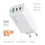 ColorWay 2x USB-C, 1x USB-A/ Sieťová nabíjačka/ GaN/ PD/ PPS/ 65W/ Biela