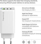ColorWay 2x USB-C, 1x USB-A/ sieťová nabíjačka/ GaN/ PD/ PPS/ 65W, biela