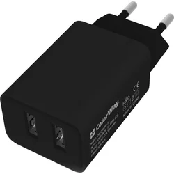 ColorWay 2x USB/ sieťová nabíjačka/ 10W/ 100V-240V/ čierna