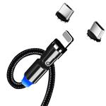 ColorWay 3v1 USB - Lightning, microUSB a USB-C kábel 1 m, magnetický otočný