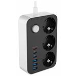 ColorWay CW-CHE36PDB/ 3x Schuko/ 3x USB-C 20 W/ 3x USB-A/ kábel 2 m