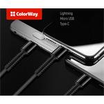 ColorWay kabel 3v1 USB - Lightning, microUSB a USB-C  4.0A 1.2m