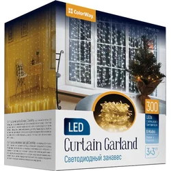 ColorWay LED girlanda / interiér / 300 LED diód / dĺžka 3 x 3 m / teplá biela / AC 220V