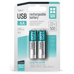 ColorWay nabíjecí baterie AA 2200mAh/ USB-C/ 1.5V/ 2ks v balení