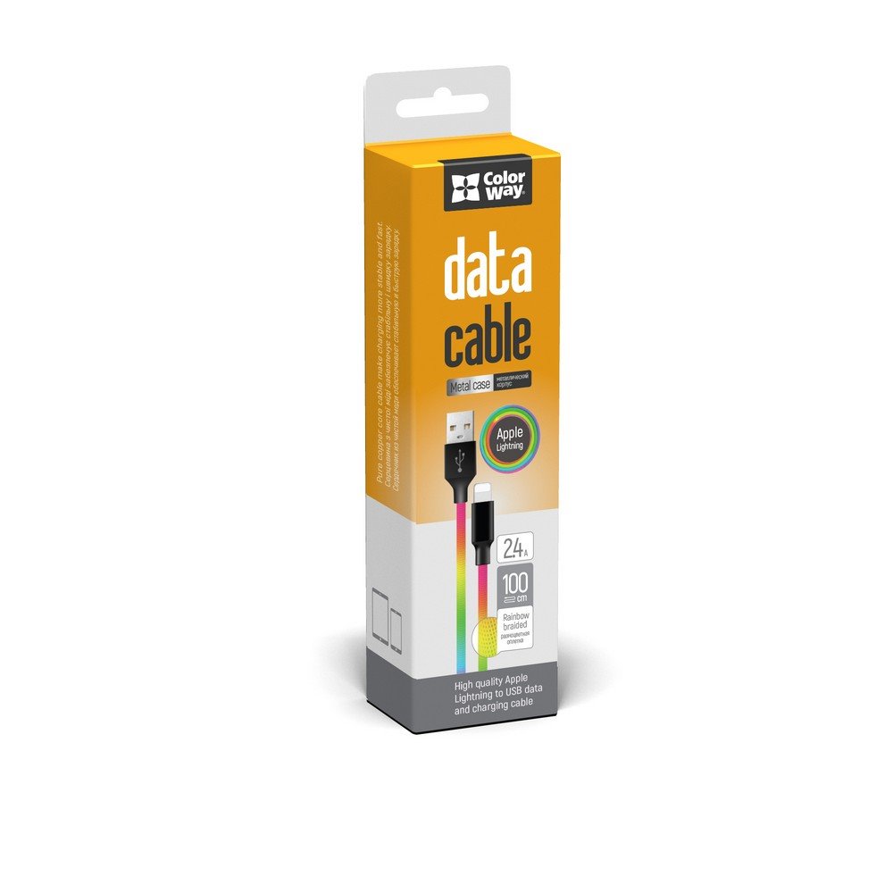 ColorWay USB 2.0 - Lightning kábel 1m 2.4A, viacfarebný CW-CBUL016-MC