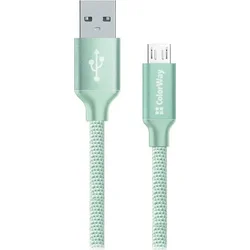 ColorWay USB - microUSB kábel 1 m 2,1 A, mätovo zelený