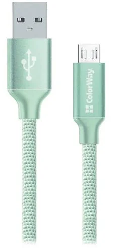 ColorWay USB - microUSB kabel 1m 2.1A, mint zelená