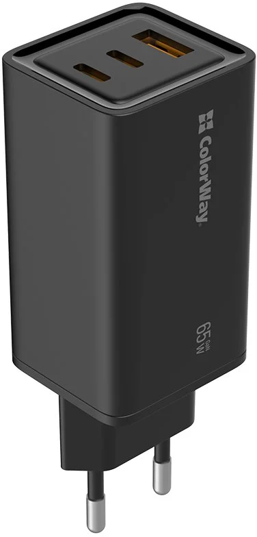 ColorWay USB nabíječka/ 1x USB-A/ 2x USB-C/ 65W/ Černá