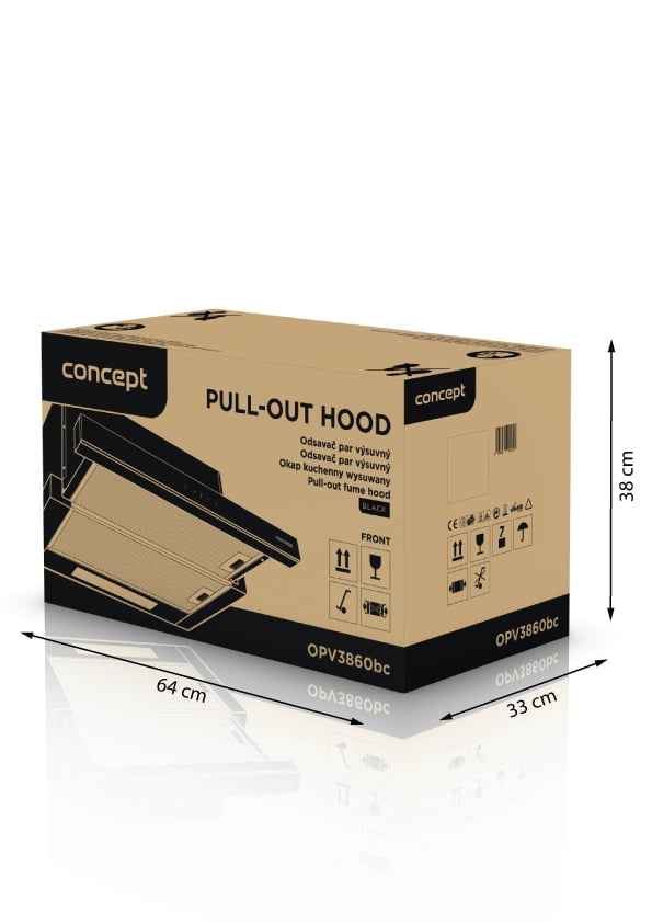 Concept OPV3860BC Vstavaný odsávač pár čierny, 60 cm