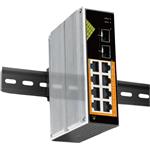 Conexpro GNT-IG1210FP-DC, priemyselný prepínač PoE na DIN lištu, 8x LAN, 8x PoE, 2x SFP