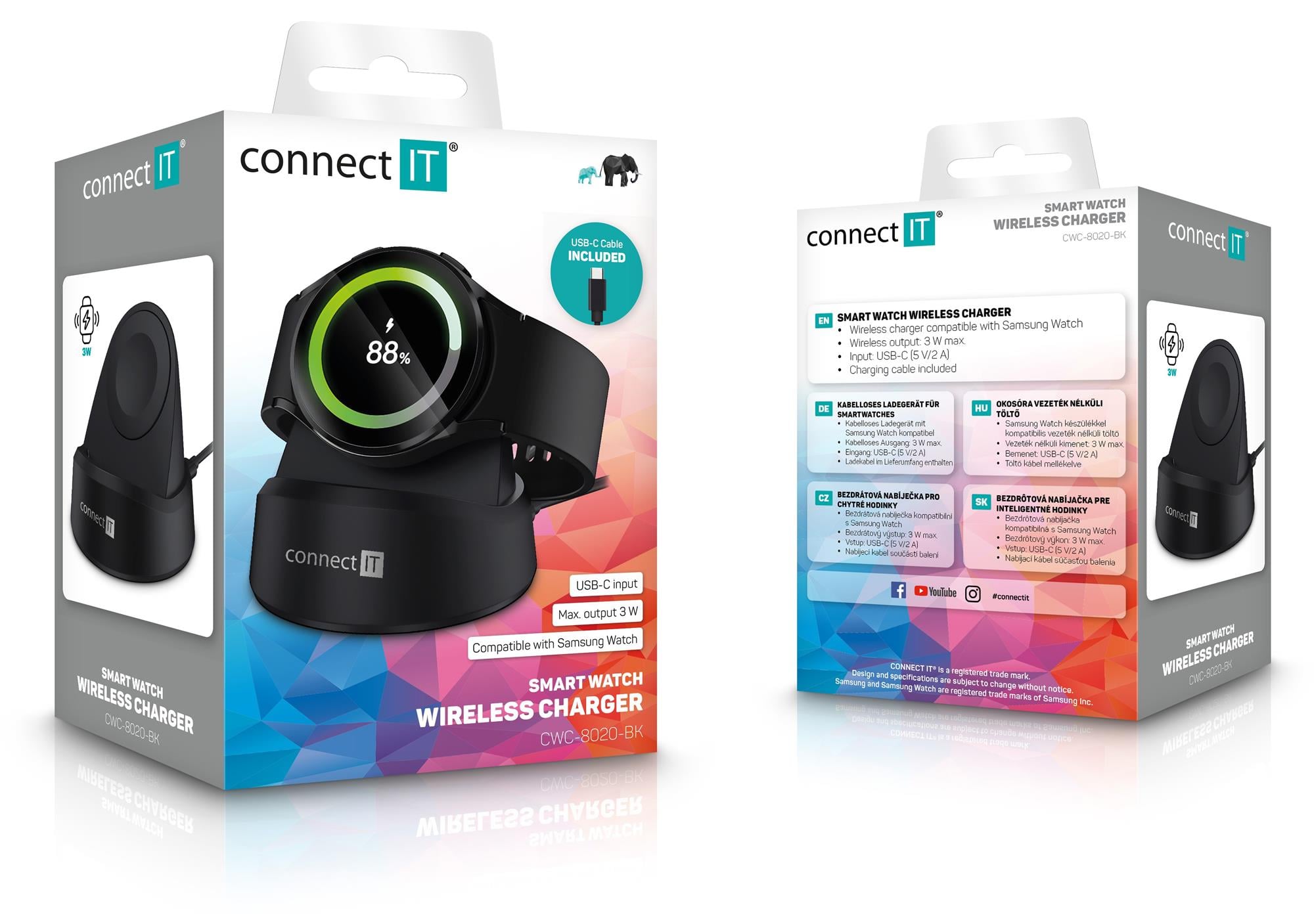 CONNECT IT Bezdrôtová nabíjačka WatchCharger kompatibilná so zariadením Samsung, čierna