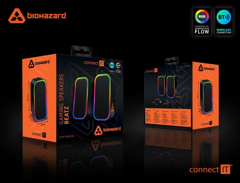 CONNECT IT BIOHAZARD PC reproduktory s pripojením AUX+BT