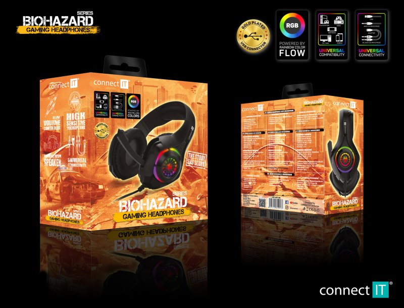 Connect IT Biohazard RGB, čierna
