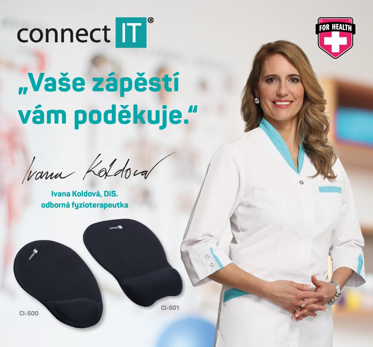 Connect IT CI-500 podložka pod myš se zápěstní opěrkou z paměťové pěny