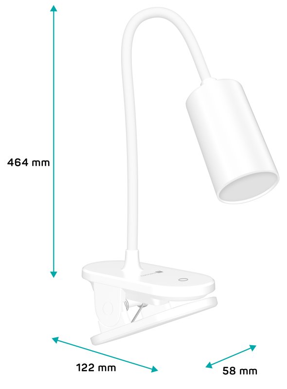 CONNECT IT CLIP 2 stolní LED lampička s klipem BÍLÁ