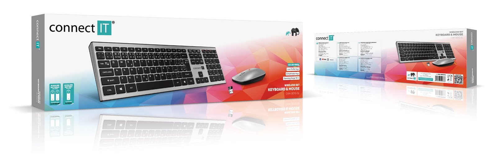 Connect IT Combo bezdrátová stříbrná klávesnice + myš, CZ+SK layout