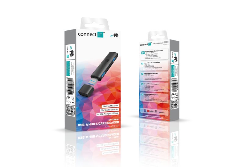 CONNECT IT COMPACT 4v1 USB-A hub + čítačka kariet