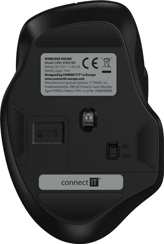 CONNECT IT Dual SmartSwitch bezdrátová myš, USB-A + C, ČERVENÁ