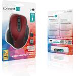 CONNECT IT Dual SmartSwitch bezdrátová myš, USB-A + C, ČERVENÁ