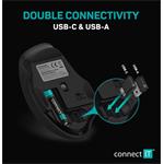 CONNECT IT Dual SmartSwitch bezdrôtová myš, USB-A + C, ČERVENÁ