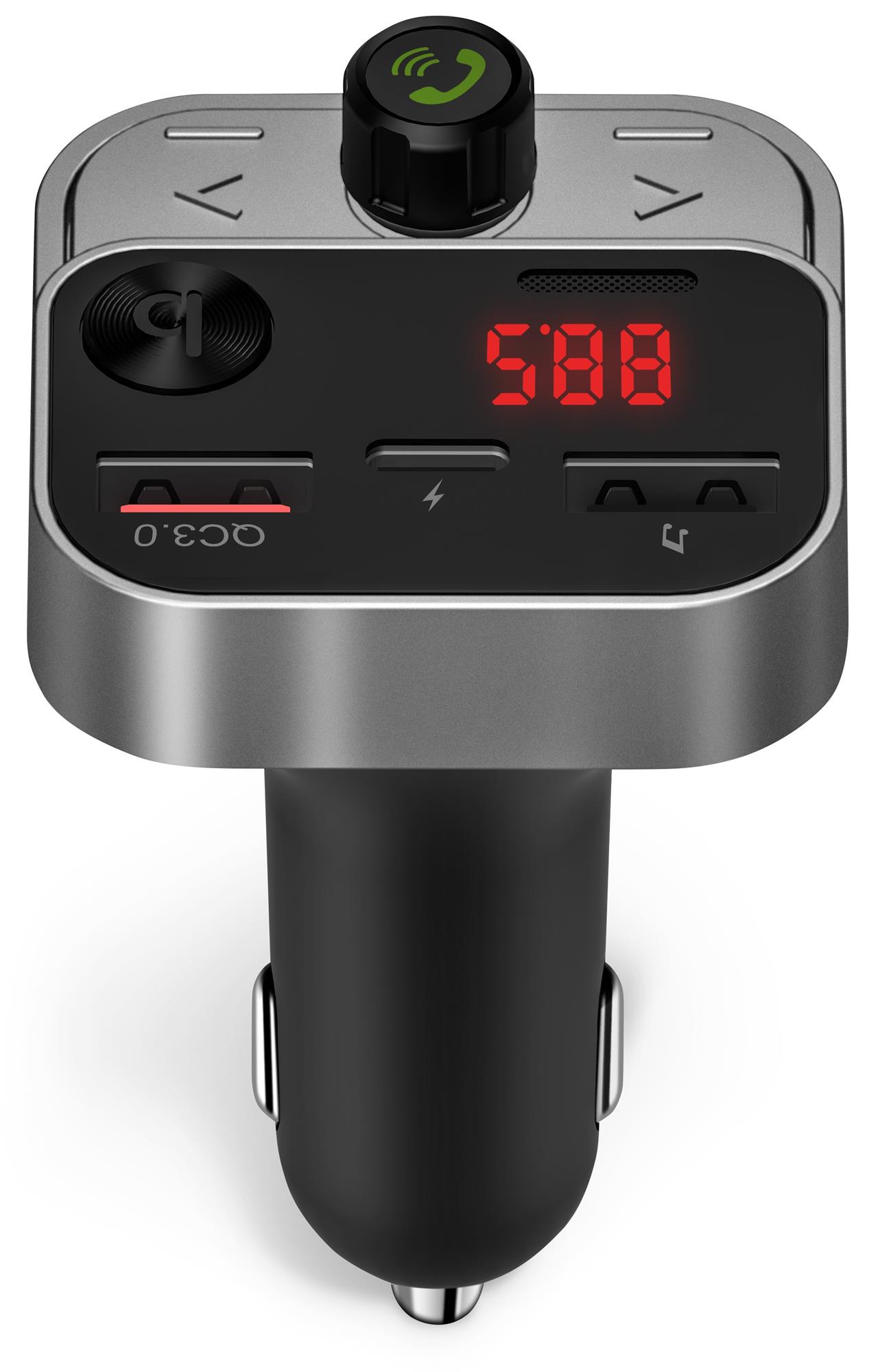 CONNECT IT InCarz Bezdrôtový FM vysielač, 2x USB-A + 1x USB-C, ANTRACITE
