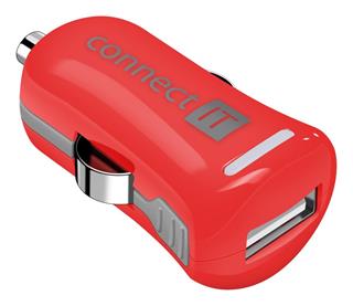 Connect IT InCarz COLORZ nabíječka do auta 1xUSB 2,1A, červená (V2)