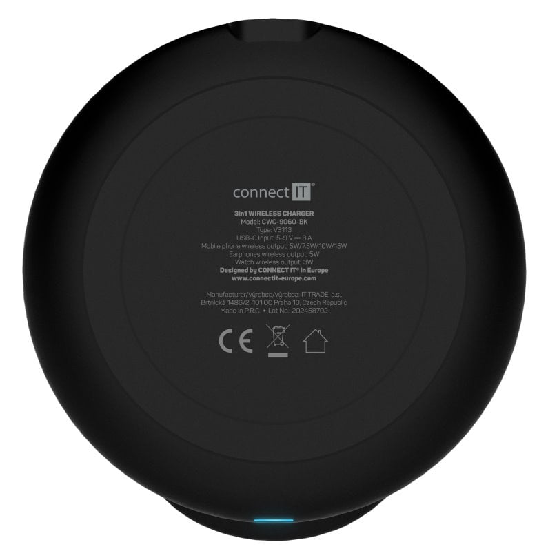 CONNECT IT MultiCharge 3 v 1 MagSafe Wireless Fast Charge bezdrátová nabíječka, ČERNÁ