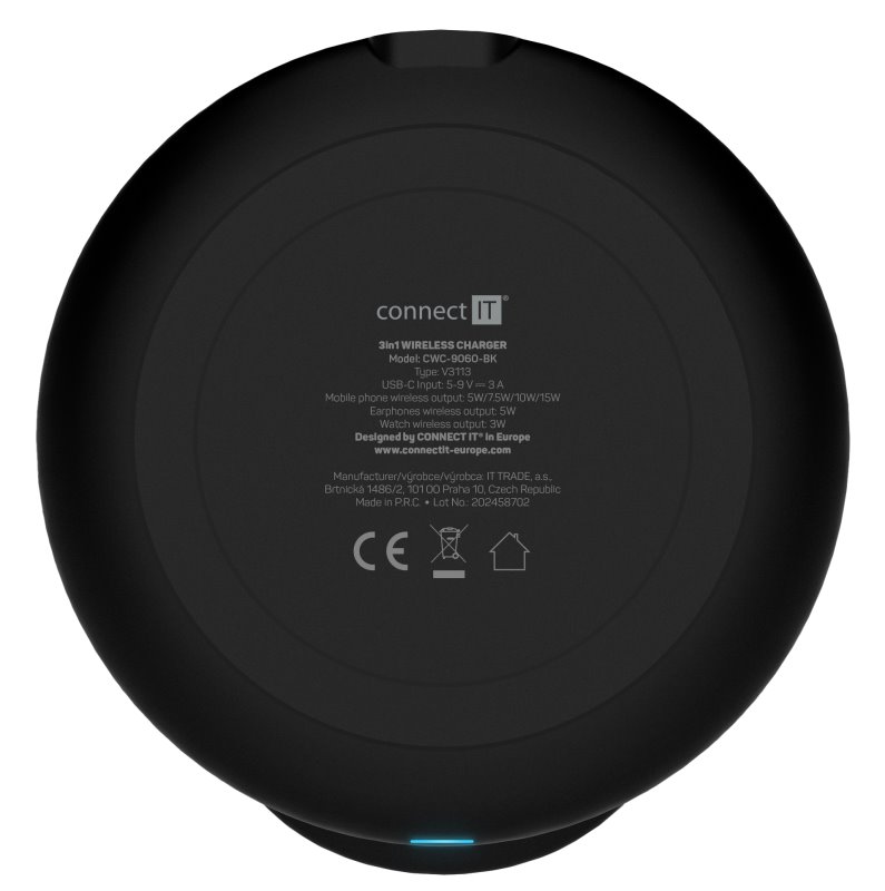 CONNECT IT MultiCharge 3 v 1 MagSafe Wireless Fast Charge Bezdrôtová nabíjačka, ČIERNA