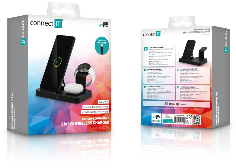 CONNECT IT MultiCharge 3v1 Bezdrôtová nabíjačka Qi pre Samsung