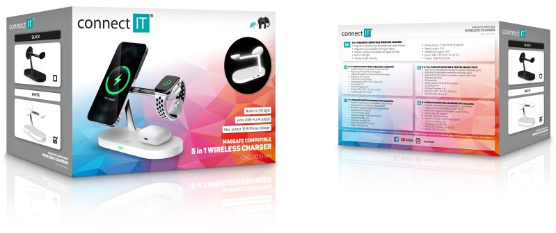 CONNECT IT MultiCharge 5 v 1 MagSafe Wireless Fast Charge, BÍLÁ