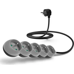 Connect IT prodlužovací kabel 230 V, 5 zásuvek, 2 m, bez vypínače (šedý)