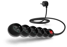 Connect IT prodlužovací kabel 230 V, 5 zásuvek, 3 m, s vypínačem (černý)