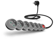 Connect IT prodlužovací kabel 230 V, 6 zásuvek, 2 m, s vypínačem (šedý)