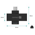 Connect IT USB čítačka eID a čipových kariet, čierna