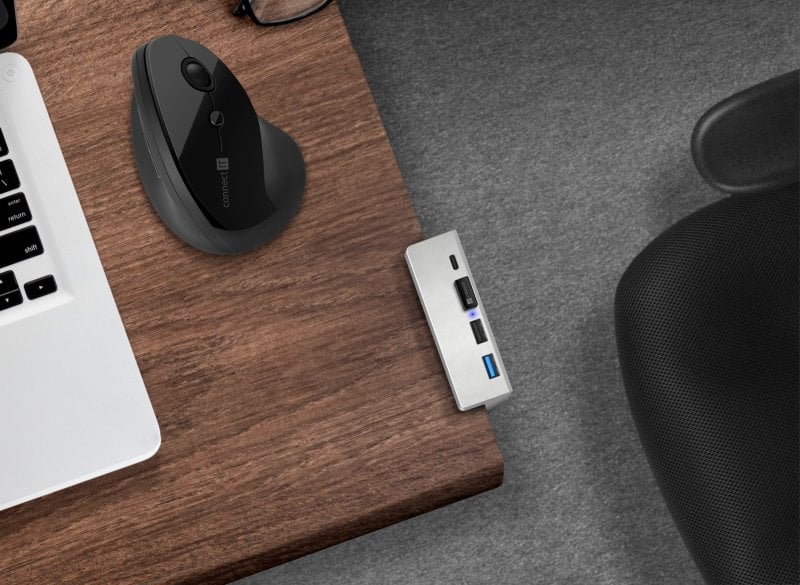 CONNECT IT USB DeskHub 4v1 na desku stolu, stříbrný