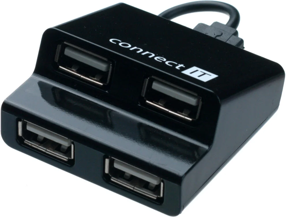 Connect IT USB hub 4 porty STEP - čierny