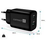 CONNECT IT Wanderer2 GaN nabíjací adaptér 1×USB-C + 1xUSB-A, 33W PD, čierny