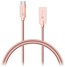 Connect IT Wirez Steel Knight microUSB - USB kábel, ružové zlato, 1 m