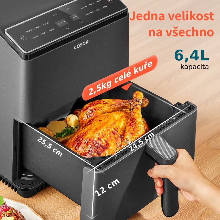 Cosori Dual Blaze 6.4L SMART + 5x špíz a gril. rošt, černá