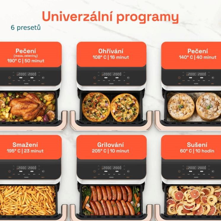 Cosori Dual Blaze TwinFry, keramika, biela