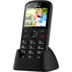 CPA Halo 21 Senior čierny telefón s nabíjacím stojanom