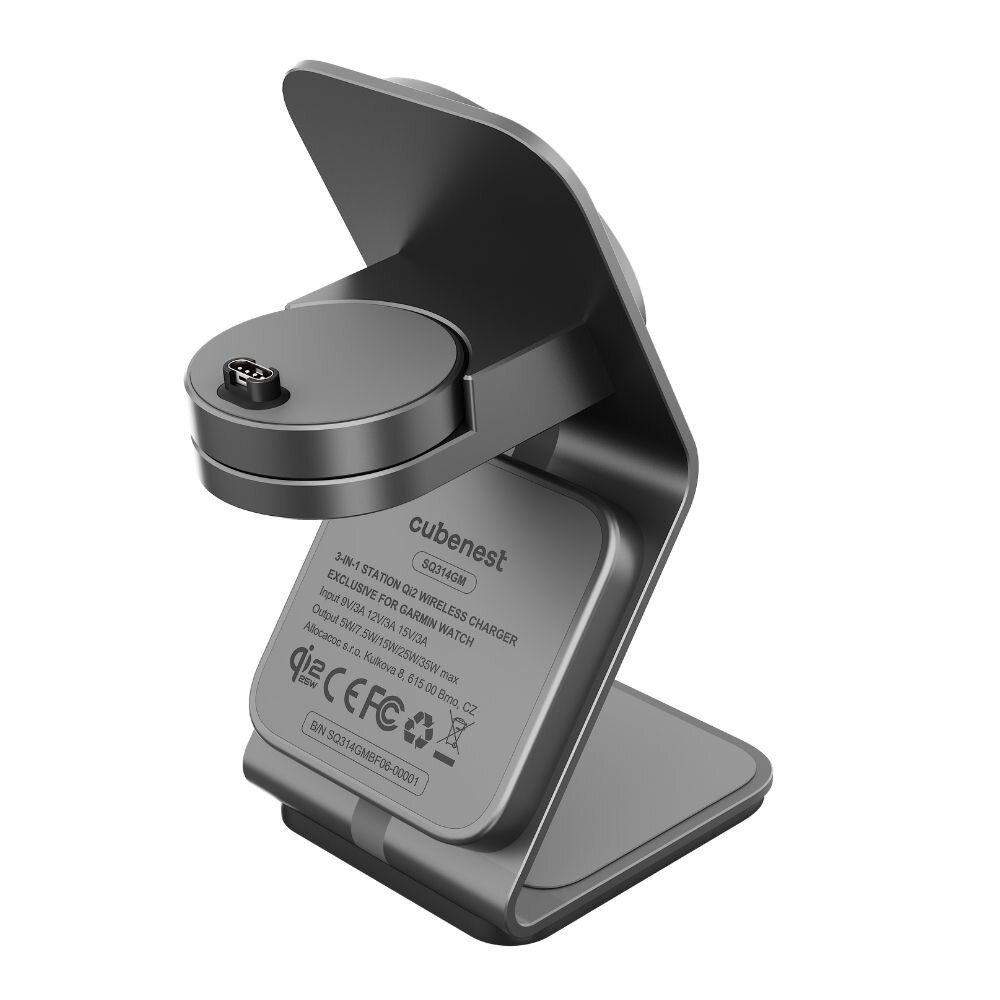 Cubenest 3v1 Qi2.2 Bezdrôtová magnetická nabíjačka SQ314 pre hodinky Garmin