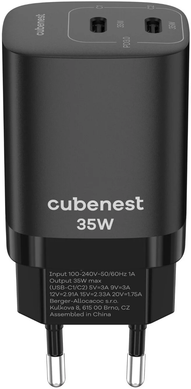 Cubenest PD GaN adaptér 35W S2D1 - čierny