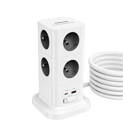 Cubenest PowerCube Extended USB PD 65W USB-C cable, 8xAC, A+C, 3m Grey
