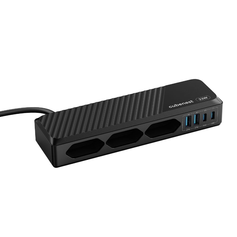 Cubenest PowerStrip SlimLine 2xUSB-A + 2x USB-C 33W čierny